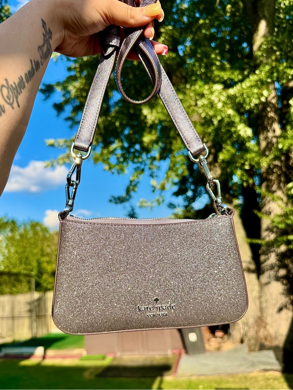 Kate Spade Lavender Glitter & Metallic Small Crossbody